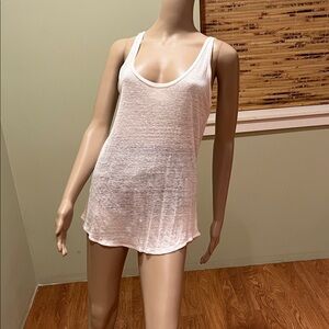 Zara Sheer White Sleeveless Tank Top Size L
